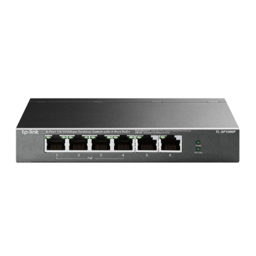 TP-LINK - 6-Port 10/100 Mbps Desktop Switch with 4-Port PoE+ (Ref.TL-SF1006P)