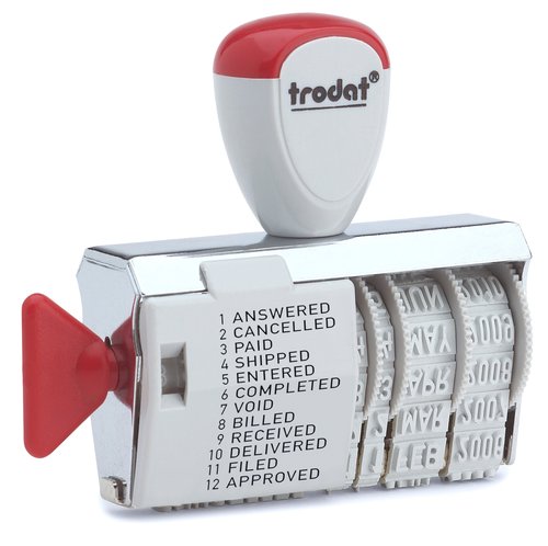 TRODAT - FECHADOR ent.MANUAL 4 mm. FORMULARIO COMERCIAL 12 TEXTOS (Ref.1117)