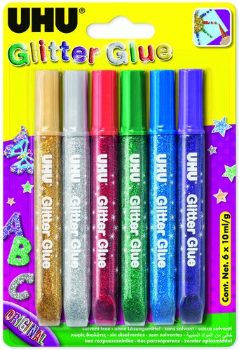 UHU - COLA GLITTER GLUE LAPIZ ORIGINAL 6x10ml/g (Ref.39017)