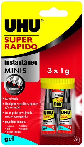 UHU - PEGAMENTO INST. SUPER RAPIDO MINI GEL 3x1g (Ref.36527)
