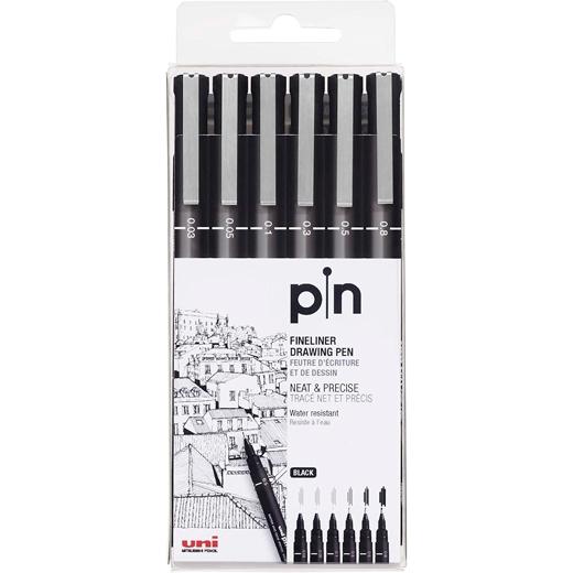 UNI-BALL - UNIBALL ESTUCHE MARCADOR PERMANENTE NEGRO PIN-200(S)/6P CALIBRADOS -6U- (Ref.234609000)