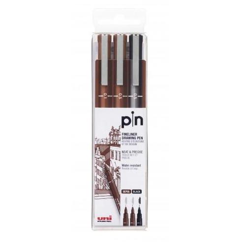 UNI-BALL - UNIBALL ESTUCHE MARCADOR PERMANENTE SEPIA & NEGRO PIN-200(S)/3P CALIBRADOS -3U- (Ref.234625000)