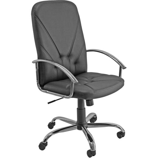 UNISIT - SILLÓN DIRECCIÓN SAONA CUERO NEGRO BASE CROMADA (Ref.DNPC/KN)