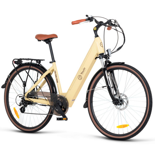YOUIN - YOU-RIDE VIENA - PASEO - RUEDA 28” - BATERIA INTEGRADA Y EXTRAIBLE - CREMA (Ref.BK2128C)