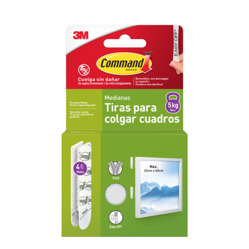 COMMAND - 8 Tiras blancas medianas para colgar sin dañar (Ref.UU001563723)