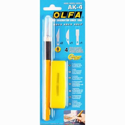 OLFA - Escalpelo Precisión Agarre caucho Con 3 modelos de cuchillas (Ref.AK-4)