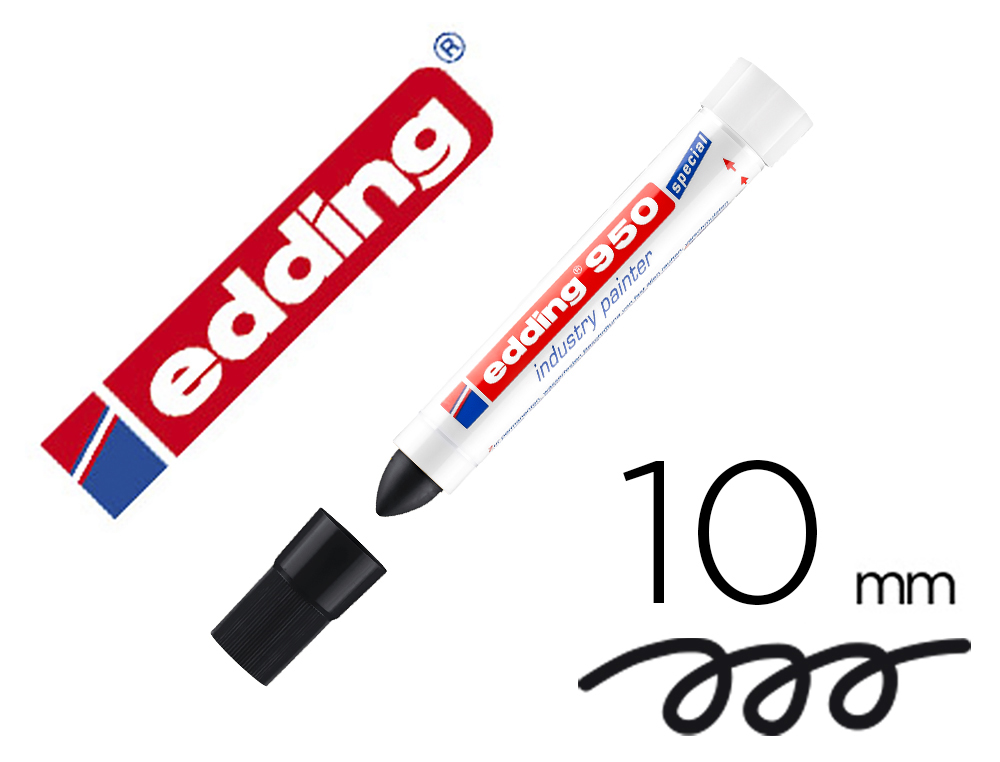 EDDING - 950 MARCADOR PERMANENTE PASTA OPACA TRAZO 10 MM. NEGRO 950-001 (Ref.950-01)