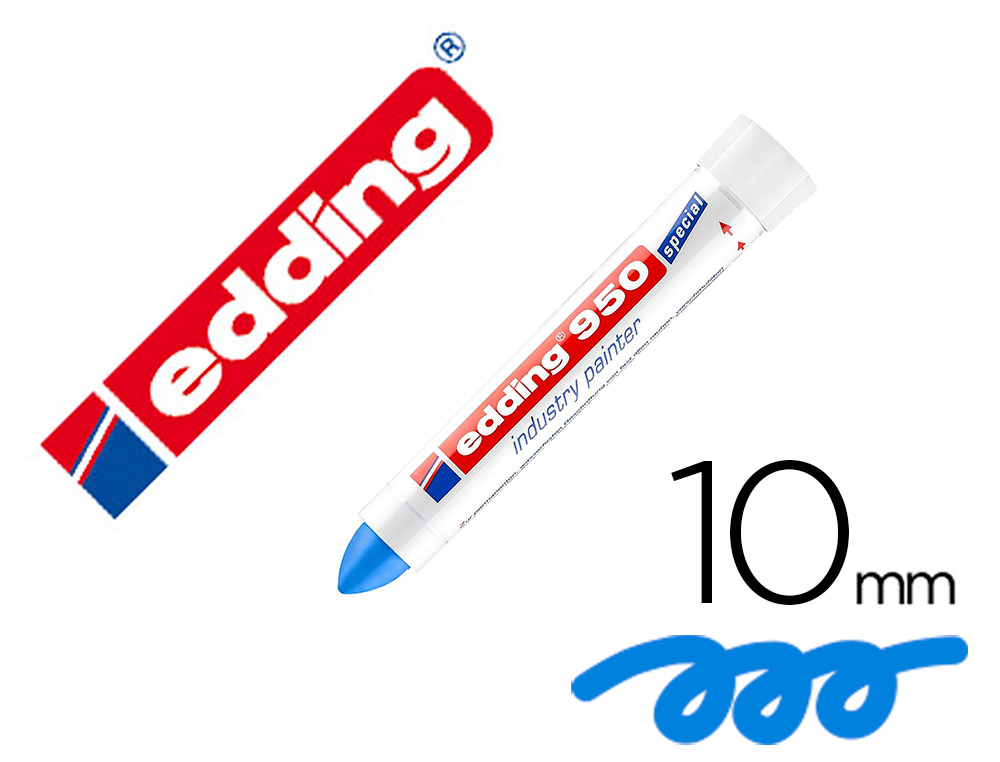 EDDING - Marcador permanente 950 Trazo 10mm Pasta opaca Azul (Ref.950-03)