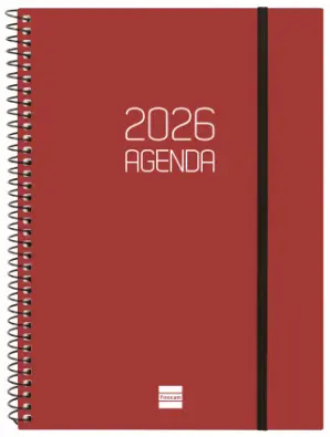 FINOCAM - AGENDA ANUAL 2026 BASIC OPAQUE - Espiral - Semana Vista - E10 - 155x212mm - Burdeos (Ref.742767426)