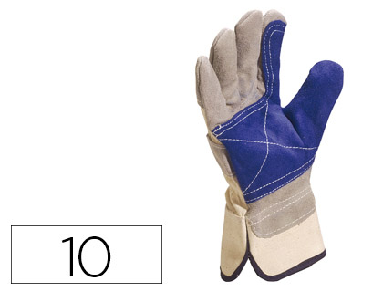 DELTAPLUS - GUANTE DOCKER SERRAJE VACUNO REFORZADO IDEAL PARA TRABAJOS INTENSIVO COLOR GRIS-AZUL TALLA 10 (Ref.DS202RP-10)