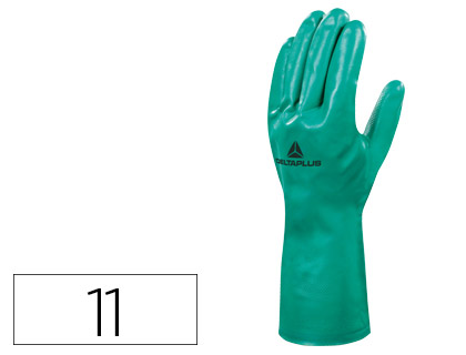 DELTAPLUS - GUANTE TRATADO EN NITRILO FLOCADO DE ALGODON ESPECIAL PARA TRABAJOS CON LIQUIDOS QUIMICOS TALLA 11 (Ref.VE801VE-11)