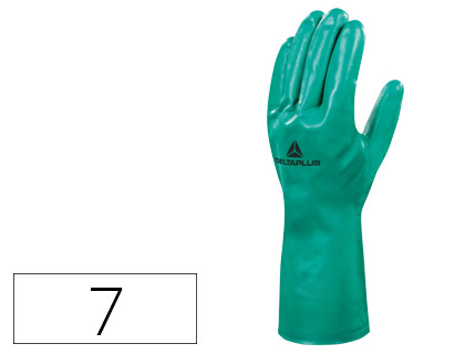 DELTAPLUS - GUANTE TRATADO EN NITRILO FLOCADO DE ALGODON ESPECIAL PARA TRABAJOS CON LIQUIDOS QUIMICOS TALLA 7 (Ref.VE801VE-07)