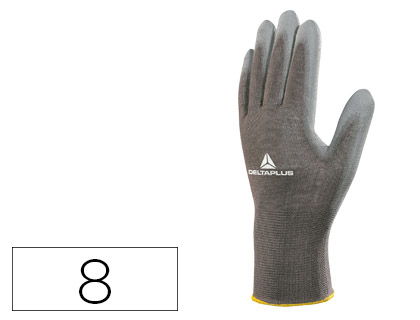 DELTAPLUS - GUANTE POLIESTER ANTIDESLIZANTE LAVABLE ESPECIAL PARA MANIPULACION Y MANUTENCION GRIS TALLA 8 (Ref.VE702PG-08)