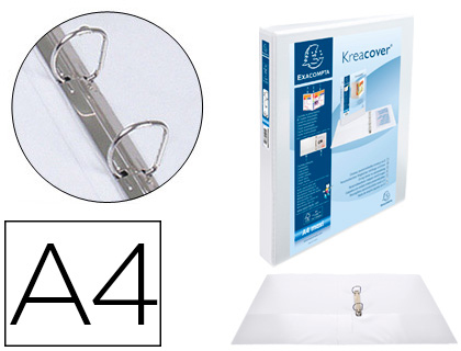 EXACOMPTA - Carpeta anillas Krea Cover A4+ 2-30 MM Blanco Personalizable (Ref.51822E)