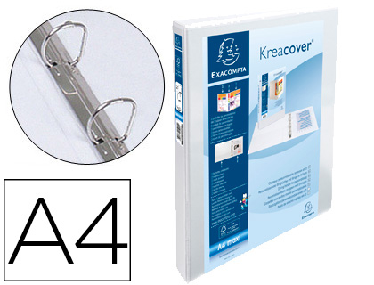 EXACOMPTA - Carpeta anillas Krea corver A4 2- 16 MM Blanco Polipropileno (Ref.51820E)