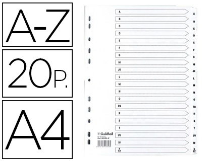 EXACOMPTA - Separador CARTULINA BLANCA A4 20POSICIONES (Ref.MWDA-ZZ)