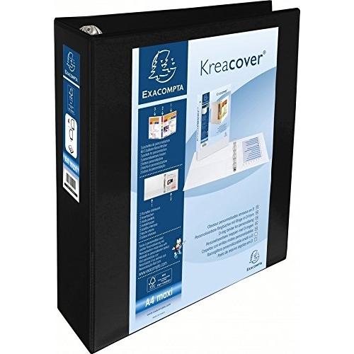 EXACOMPTA - Carpeta anillas Krea Kover A4+ 4-60 MM Negro Personalizable (Ref.51845NE)
