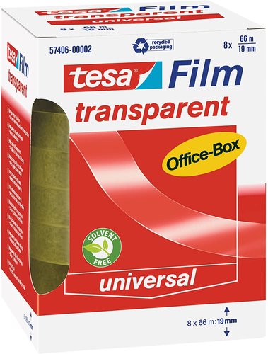 TESA - Cinta Adhesiva 19mmX66m Alta transparencia Uso universal (Ref.57406-00002-00)