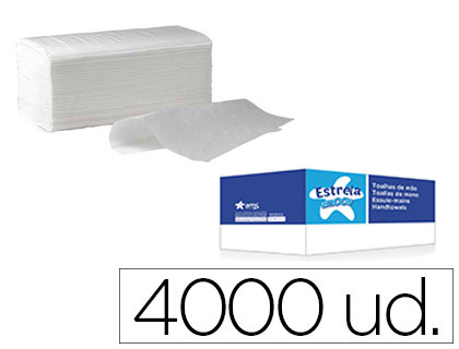 AMOOS - P.20 paquetes de 200 toallas de mano 2 capas plegado V 21x22 100% fibra pura (Ref.N6222000)