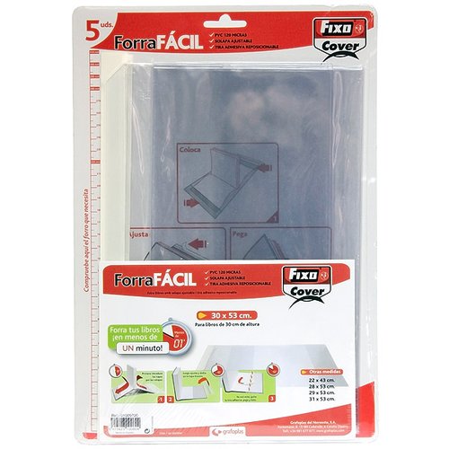 GRAFOPLÁS - Paq. 5 FORRALIBROS AJUSTABLE 30X53 (Ref.1009700)