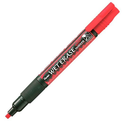 PENTEL - Marcador pizarra vidrio Wet eraser SMW26 Trazo 2-4mm Punta biselada Tiza liquida Rojo SMW26 B (Ref.SMW26-B)