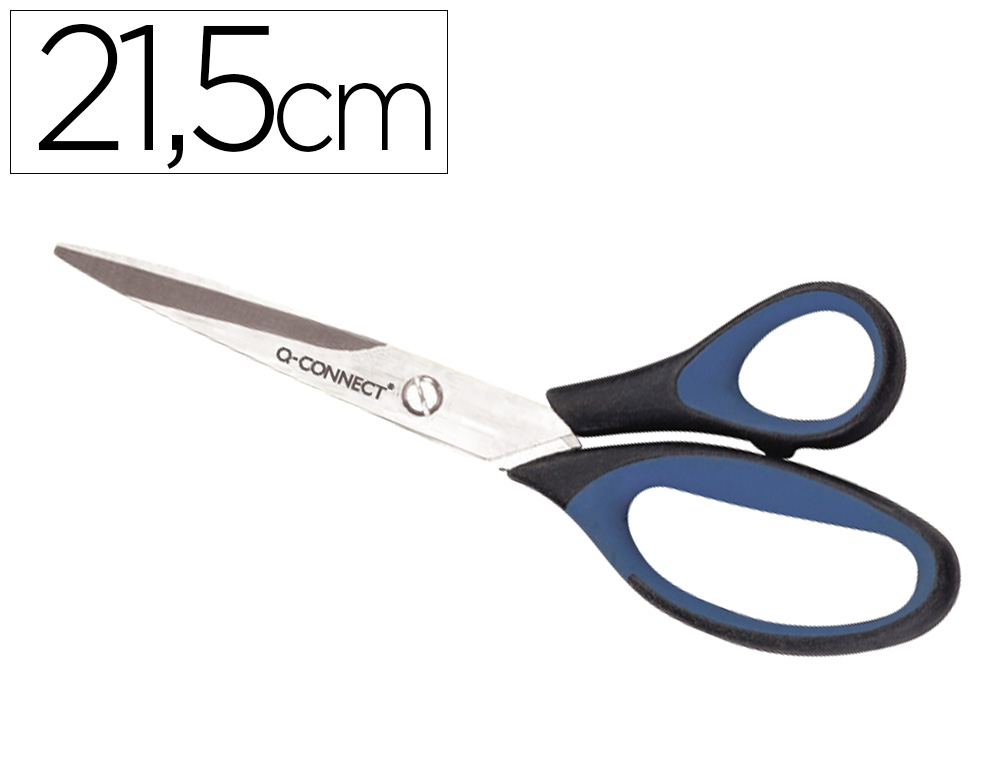Q-CONNECT - TIJERA OFICINA MANGO CAUCHO 8" 21'5 CM BLISTER DE SEGURIDAD (Ref.KF01046)