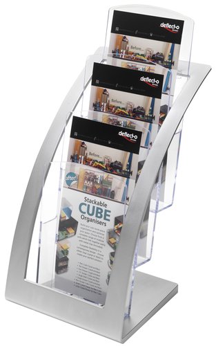 DEFLECTO - Expositor sobremesa contemporary A4 156x171x349 mm Plata (Ref.693645)