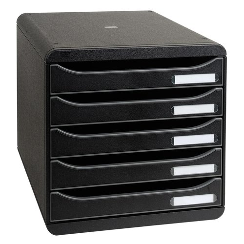 EXACOMPTA - Módulo Big Box Plus 5 cajones A4/folio 347x278x271mm Negro Abiertos (Ref.309714D)