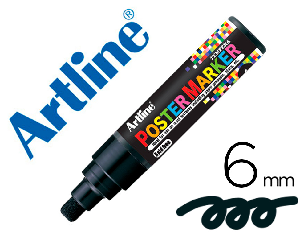 ARTLINE - ROTULADOR POSTER MARKER PUNTA REDONDA 6 MM COLOR NEGRO (Ref.EPP-6-NEG)