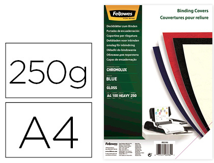 FELLOWES - Pack de 100 Portadas Chromolux Azul A4 250 Gr. (Ref.5378203)