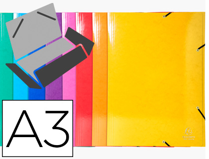 EXACOMPTA - Carpeta DE GOMAS 3 SOLAPAS IDERAMA A3 COLORES SURTIDOS (Ref.59829E)
