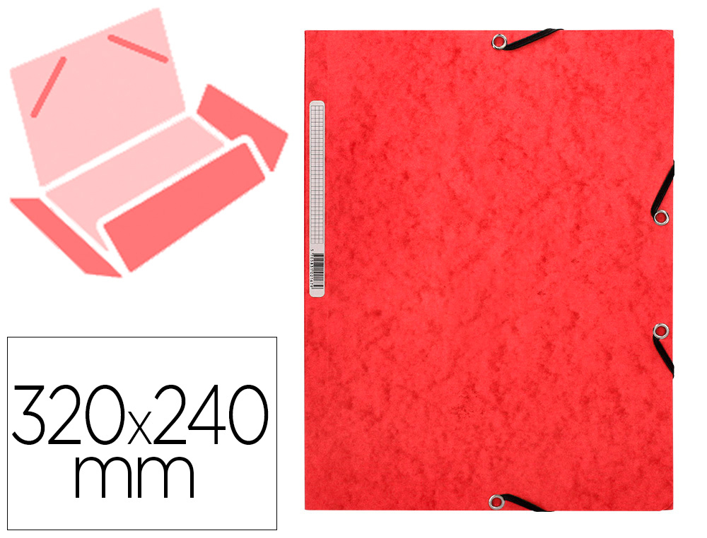 Q-CONNECT - CARPETA GOMAS Cartón SIMIL-PRESPAN SOLAPAS 320X243 MM ROJA (Ref.KF02165)
