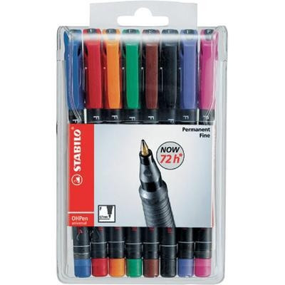 STABILO - Estuche DE 8 ROTULADORES PERMANENTES OPHEN UNIVERSAL PUNTA FINA 0,7MM. (Ref.842/8)