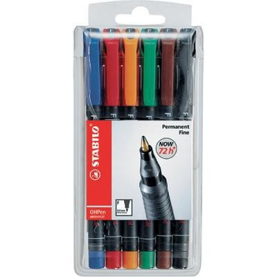 STABILO - Estuche DE 6 ROTULADORES PERMANENTES OPHEN UNIVERSAL PUNTA FINA 0,7MM. (Ref.842/6)
