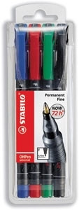 STABILO - Estuche DE 4 ROTULADORES PERMANENTES OPHEN UNIVERSAL PUNTA MEDIA 1MM. (Ref.843/4)