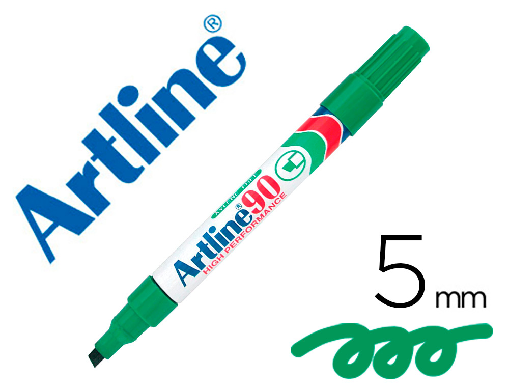 ARTLINE - ROTULADOR MARCADOR PERMANENTE ERDE -PUNTA BISELADA 5 MM -PAPEL METAL Y CRISTAL (Ref.EK-90 V)
