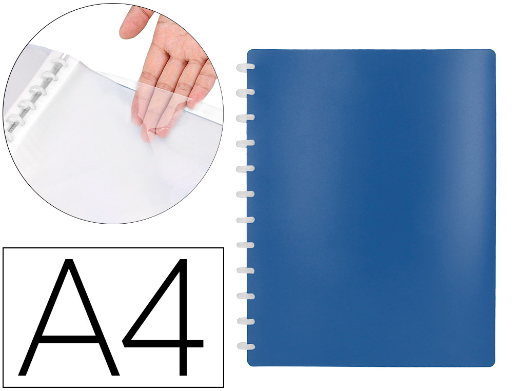 LIDERPAPEL - CARPETA DIN A4 CON 20 FUNDAS INTERCAMBIABLES COLOR AZUL (Ref.WA02)