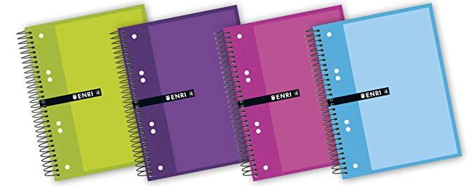 ENRI - Cuaderno 5ud 140h A5+ Cuadricula 5x5 Surtido (Ref.100430087)