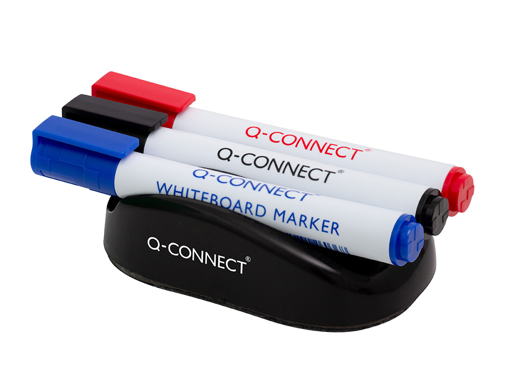 Q-CONNECT - KIT PIZARRA BLANCA 3 MARCADORES (Azul, Negro y Rojo) + BORRADOR (Ref.KF18634)