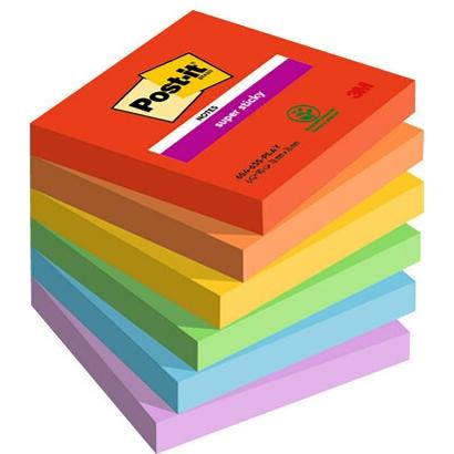 POST-IT - BLOC DE NOTAS ADHESIVAS 76x76mm SUPER STICKY LUGARES PLAYFUL - 6 BLOCS COLORES SURTIDOS (Ref.7100258795)