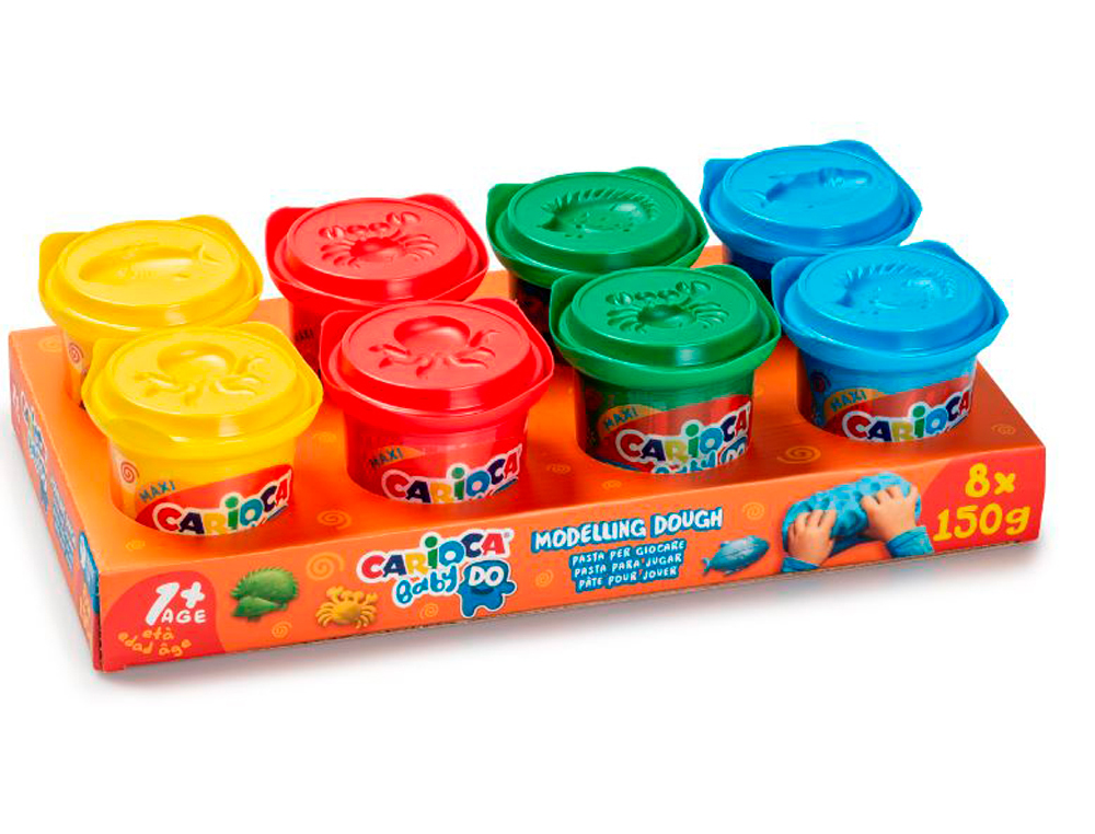 CARIOCA - Pasta de modelar baby dough bote 150ml -Caja 8 colores surtidos (Ref.173370)