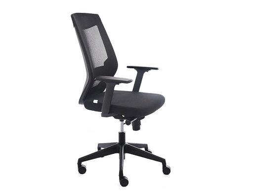 ROCADA - SILLA MECANISMO SINCRO SOPORTE LUMBAR RESPALDO Y BRAZOS REGULABLES EN ALTURA TAPIZADO TELA IGNIFUGA NEGRO (Ref.908-4)