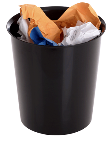 ARCHIVO 2000 - PAPELERA DE PLÁSTICO OPCIONAL ARO SUJETABOLSAS CAPACIDAD 16 LITROS 290X310 MM NEGRO (Ref.2001 NE)