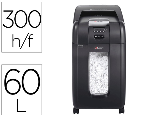 [9159870] REXEL - Destructora de documentos optimum autofeed+ 300x eu capacidad de corte 300 hojas destruye grapas y clips (Ref. 2020300XEU)