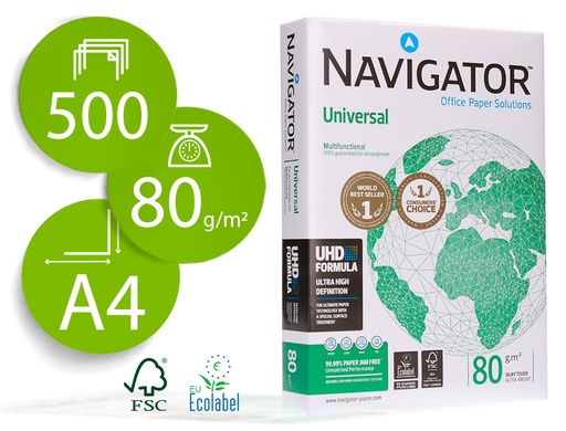 [9028233] NAVIGATOR - PAPEL UNIVERSAL - A4 - 80g - Blancura CIE 169 (Ref.40001823)