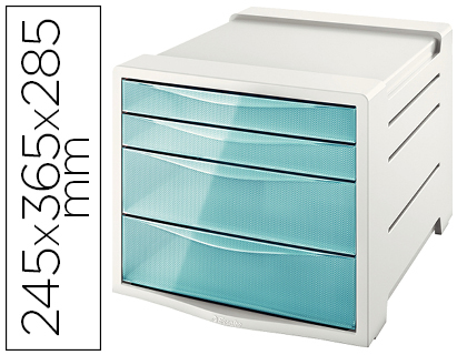 [2153832] ESSELTE - FICHERO CAJONES DE SOBREMESA COLOUR ICE PLASTICO 4 CAJONES COLOR AZUL 245X365X285 MM (Ref.626284)
