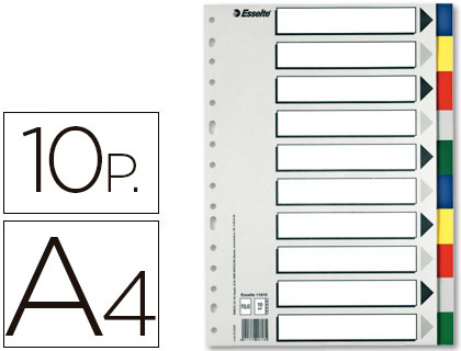 [9075474] ESSELTE - Separadores 10 posiciones A4 Colores surtidos (Ref.11710)