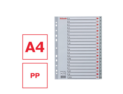 [1800979] ESSELTE - Separadores alfabeticos A-Z A4 Multitaladro Gris (Ref.100112)