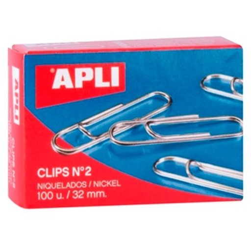 [9930195] APLI - CLIP Nº2 (32 mm.) NIQUELADO CAJA de 100 (Ref.11711)