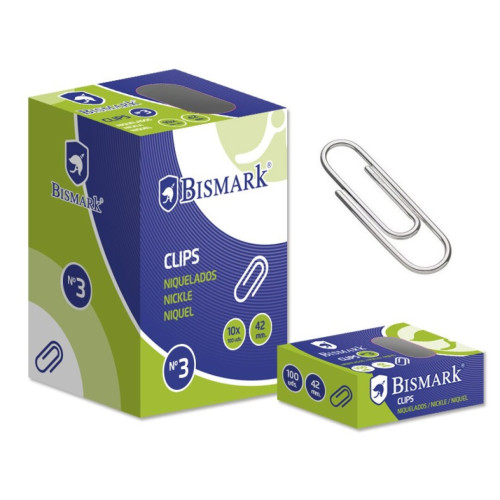 BISMARK - CLIP Nº3 (42 mm.) NIQUELADO CAJA de 100 (Ref.318275)